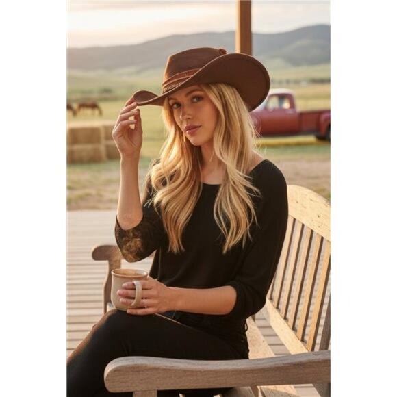Distress Vintage Shapable Fedora Cowboy Hat main image 5